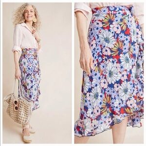 Anthropologie Maeve Sybil Floral Wrap Skirt Size Medium NWT $120